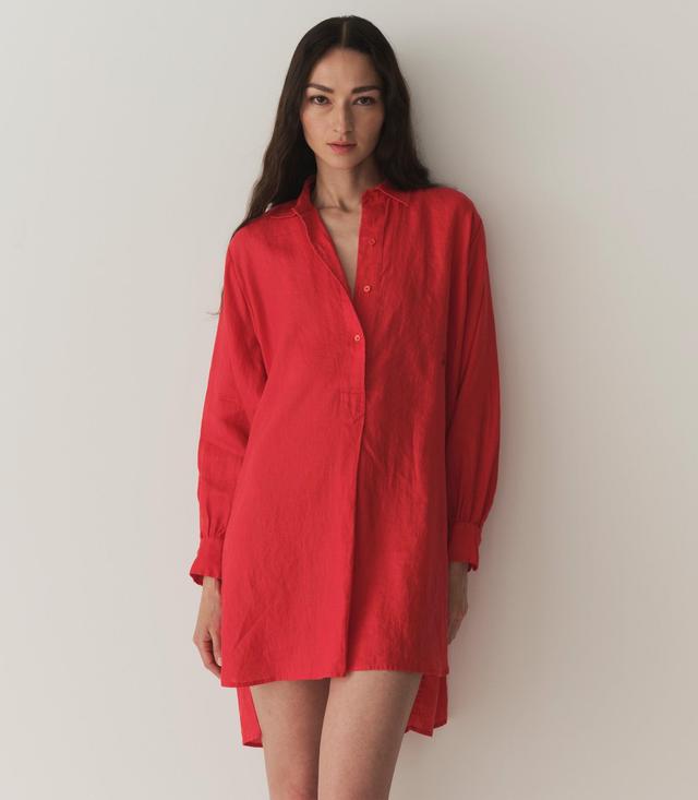 JORA LINEN DRESS -- SCARLET Product Image