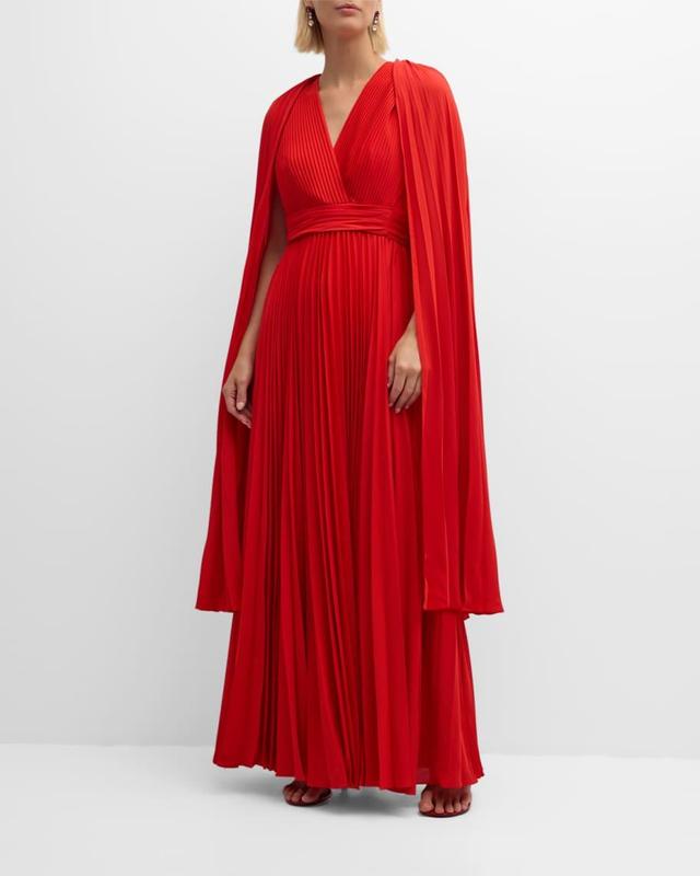 Eva Pleated Cape Gown Product Image