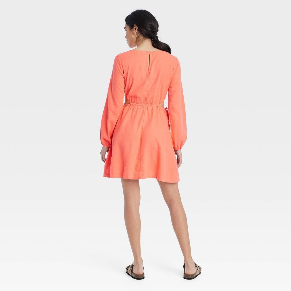 Womens Balloon Long Sleeve Mini A-Line Dress - Universal Thread Coral Red Product Image