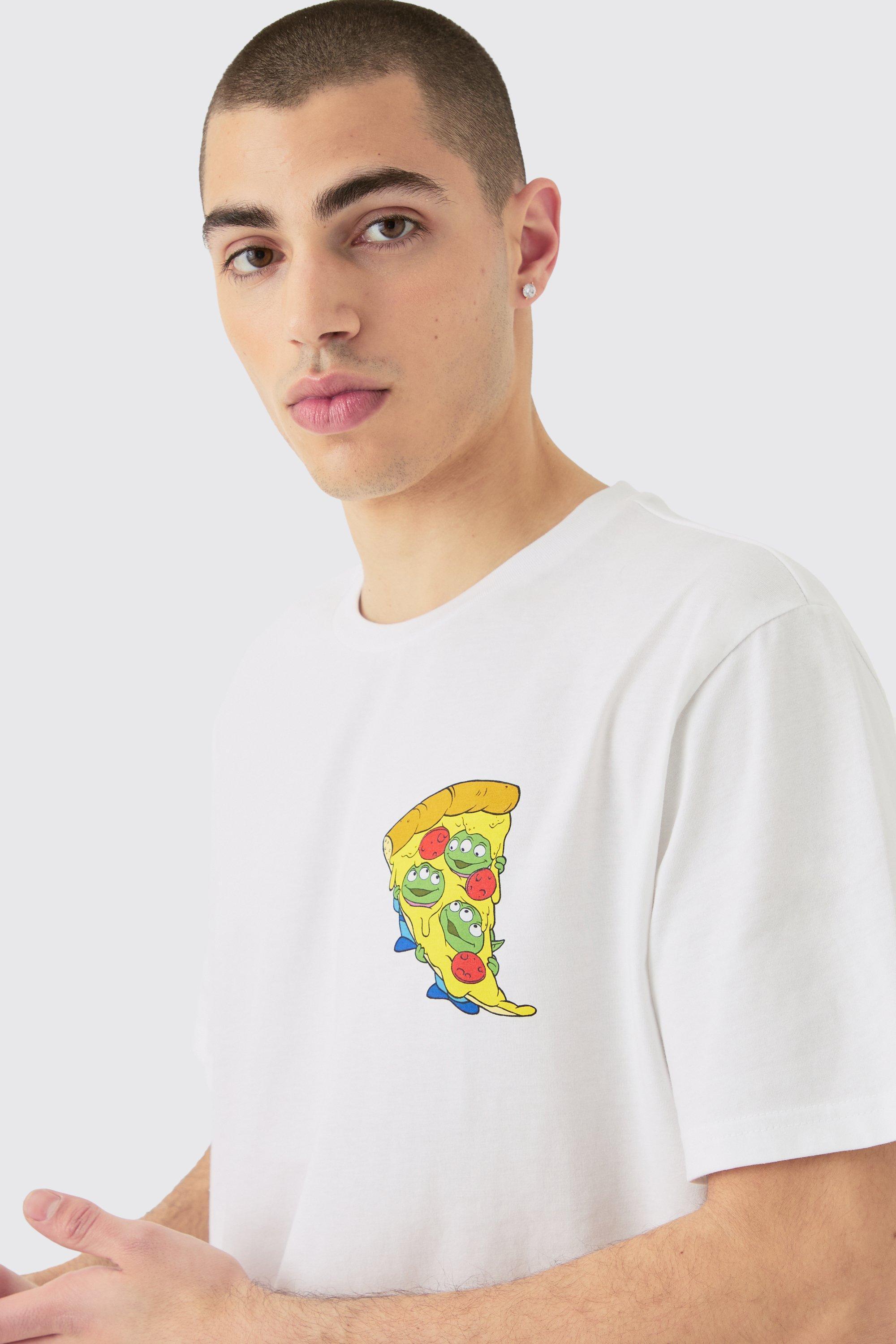 Oversized Disney Toy Story Alien Pizza License T-shirt | boohooMAN USA Product Image