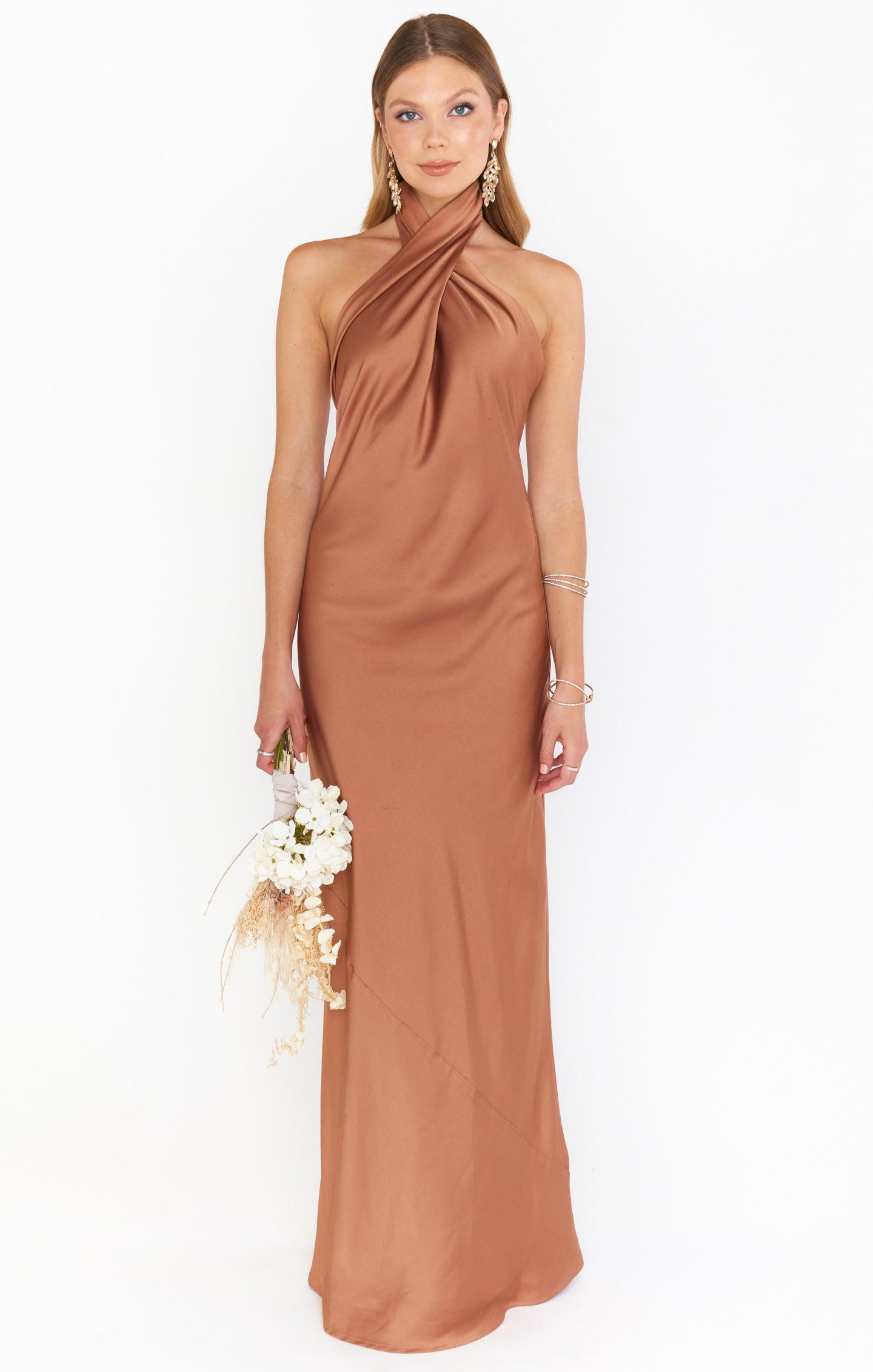 Jasmine Halter Maxi Dress ~ Silver Sage Luxe Satin Product Image