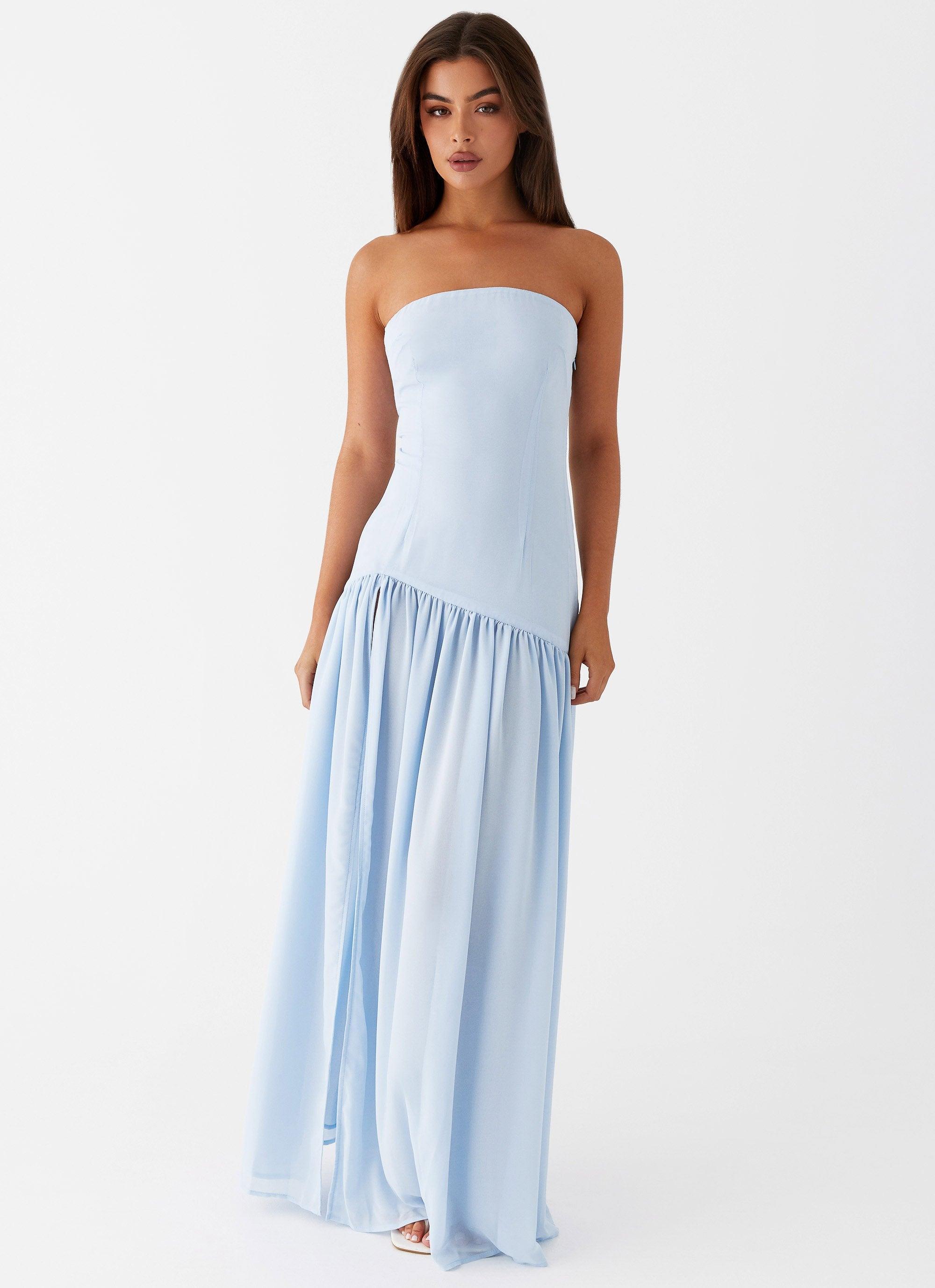 Eden Strapless Maxi Dress - Blue Product Image