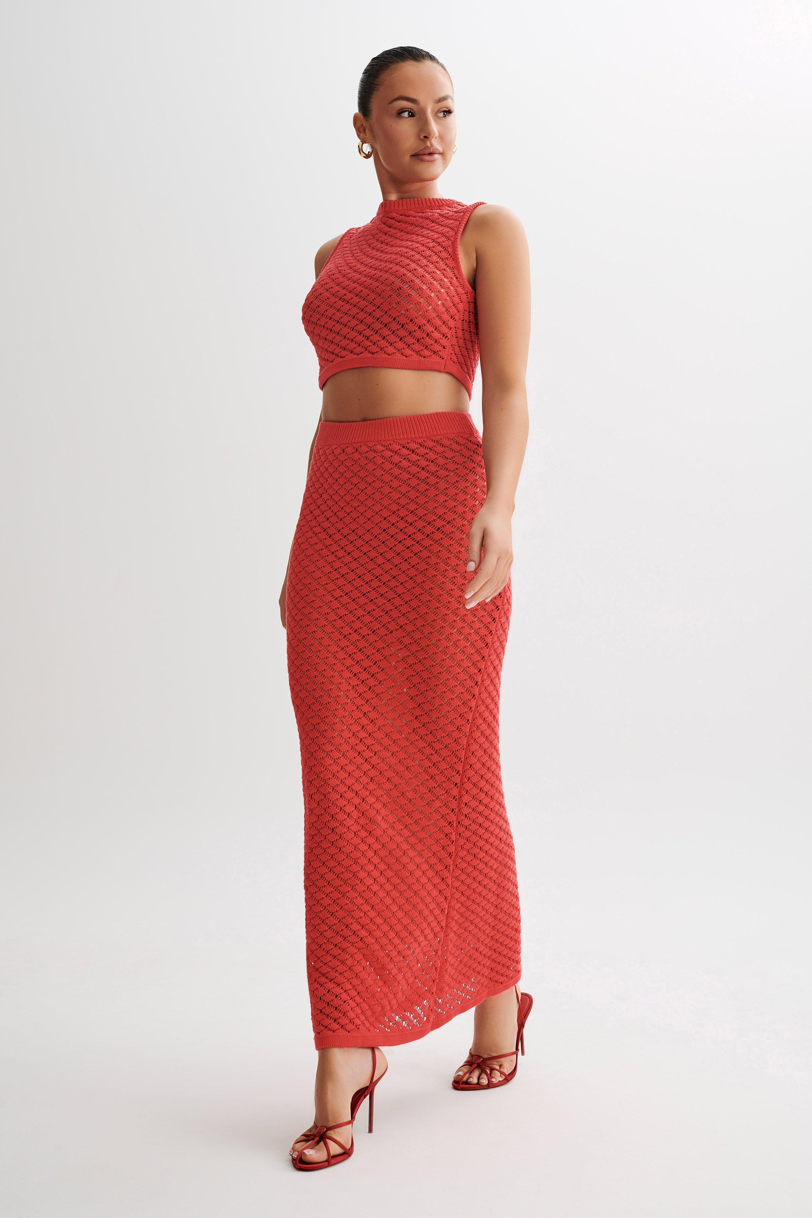 Guiliana Knit Maxi Skirt - Pomegranate Product Image