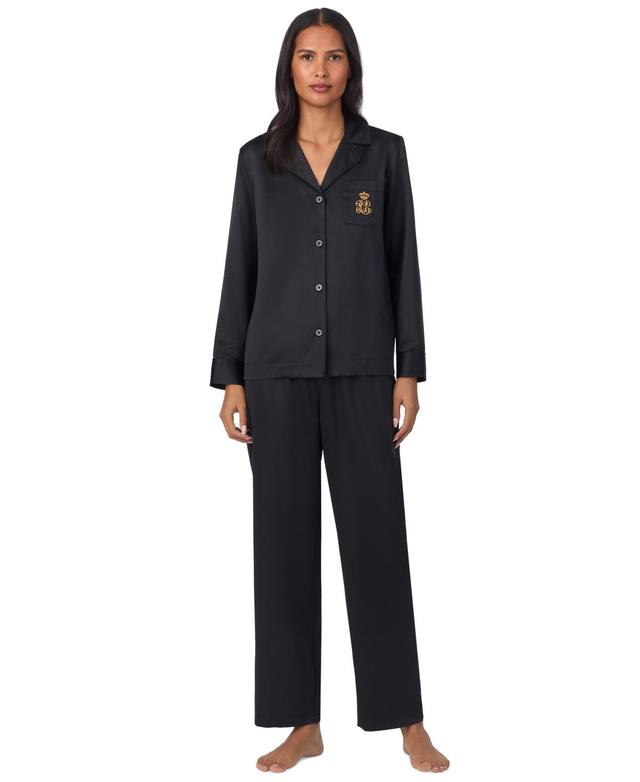 Lauren Ralph Lauren Womens Satin Notched-Collar Pajama Set Product Image