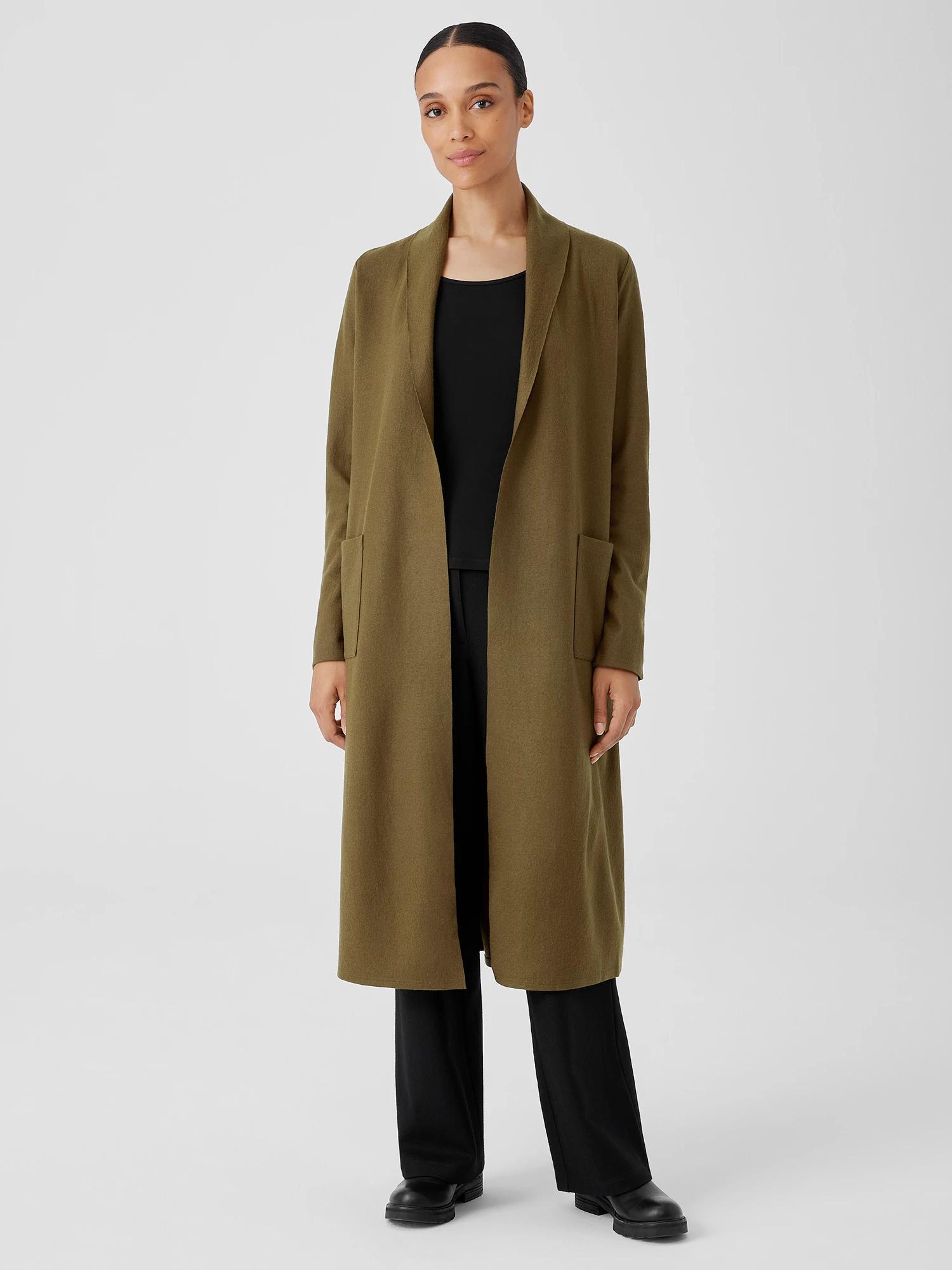 EILEEN FISHER Boiled Wool Jersey High Collar Jacketfemale Product Image