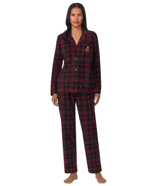 Lauren Ralph Lauren Womens Printed Notched-Collar Pajama Set Product Image