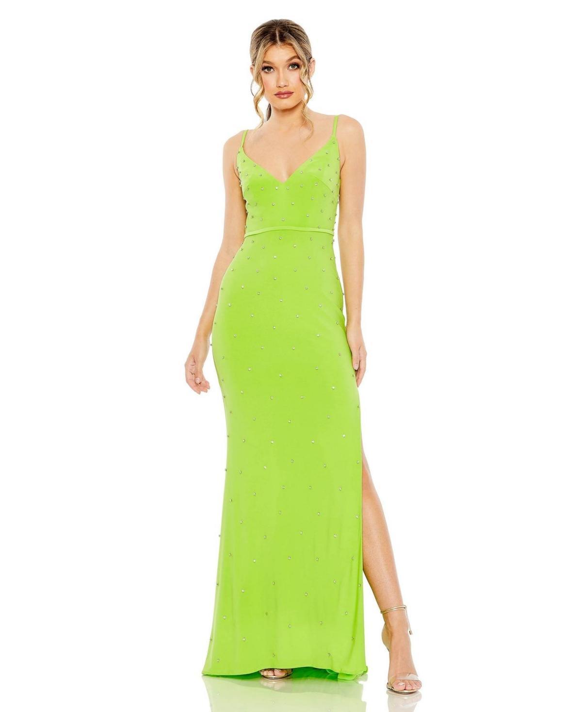 Womens Ieena Rhinestone Embellished V-Neck Gown Product Image