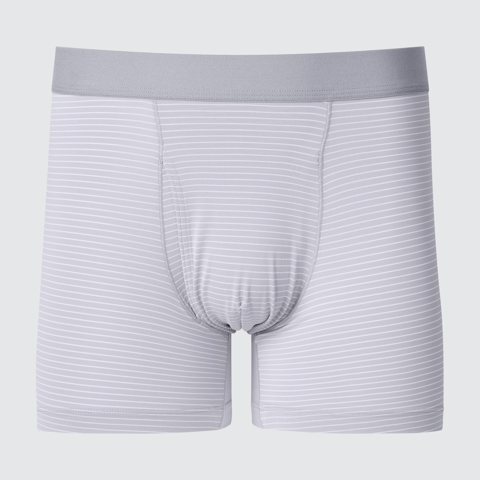 Mens Airism Striped Boxer Briefs with Deodorizing Gray Large UNIQLO US Product Image