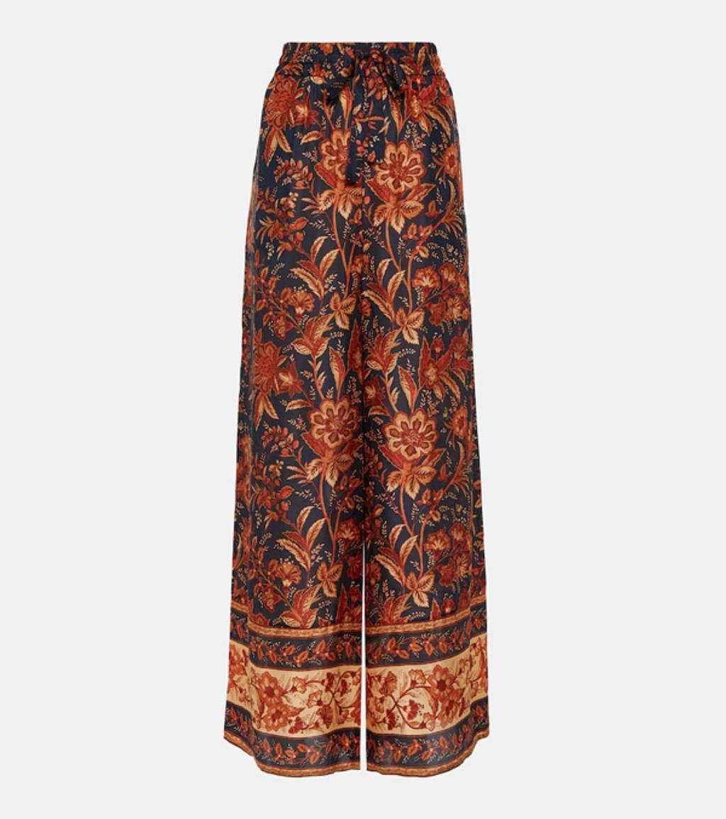 ZIMMERMANN Junie Relaxed Pant In Dark Navy Floral Product Image