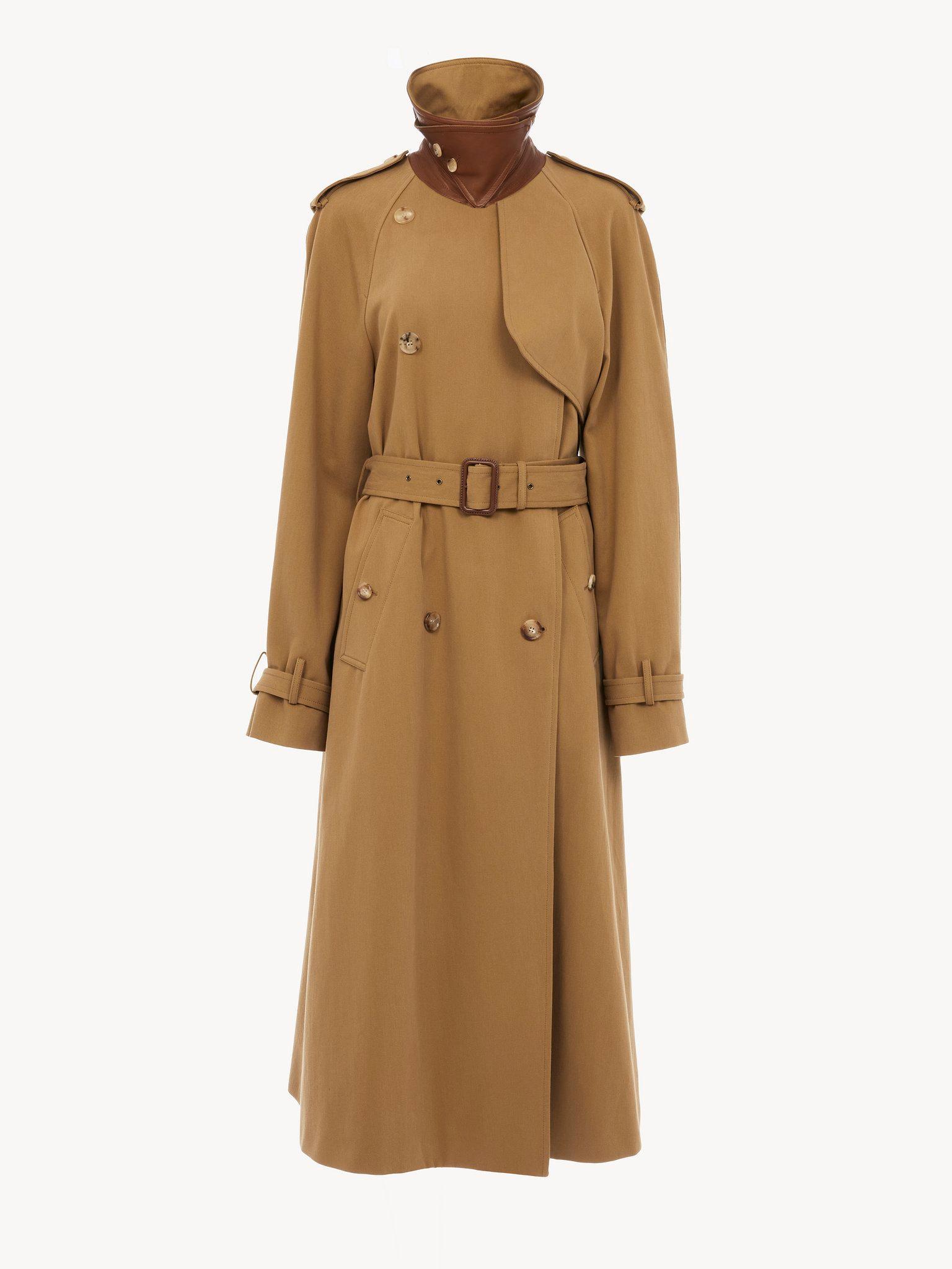 Long trench coat in cotton gabardine Product Image