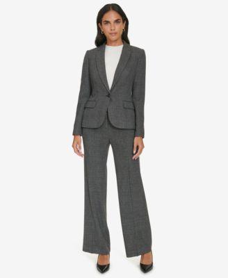 Calvin Klein Womens One Button Glen Plaid Blazer Belted Pants product image