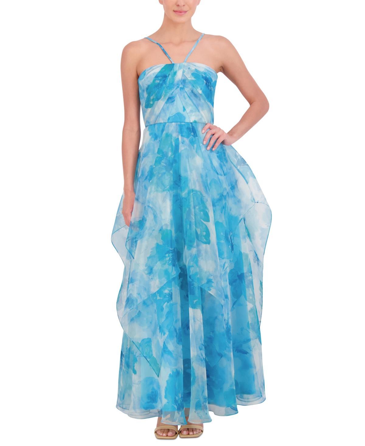 Eliza J Womens Printed Pleated Ruffled Gown Product Image