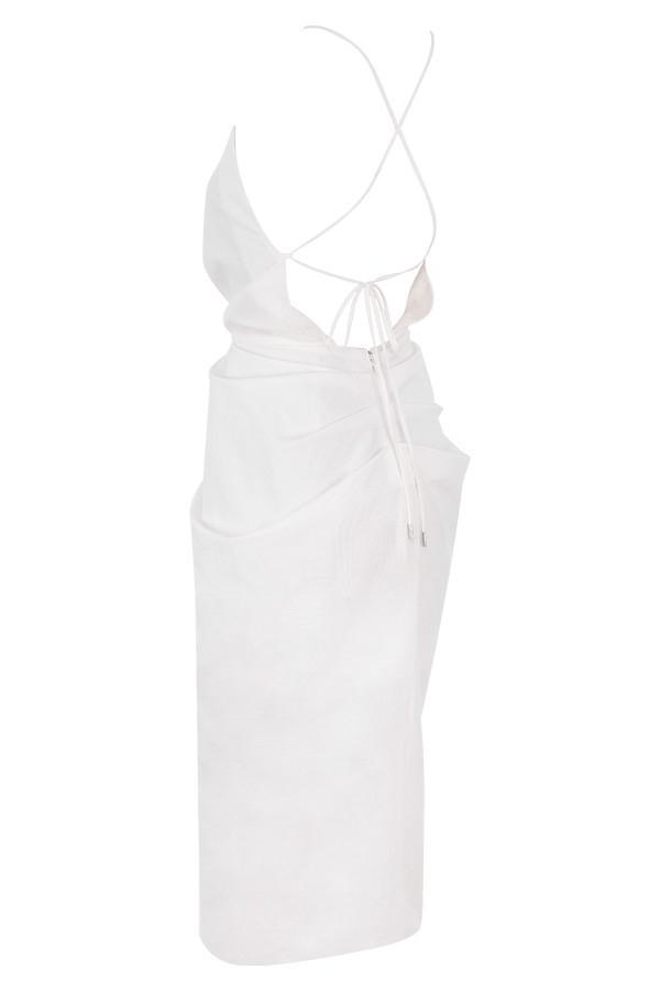 Eivissa White Cotton Cross Back Wrap Midi Product Image