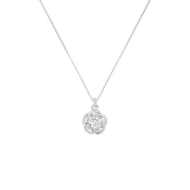 PRIMROSE Sterling Silver Cubic Zirconia Love Knot Pendant Necklace, Womens Product Image