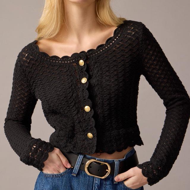 Collection crochet cropped cardigan sweater Product Image