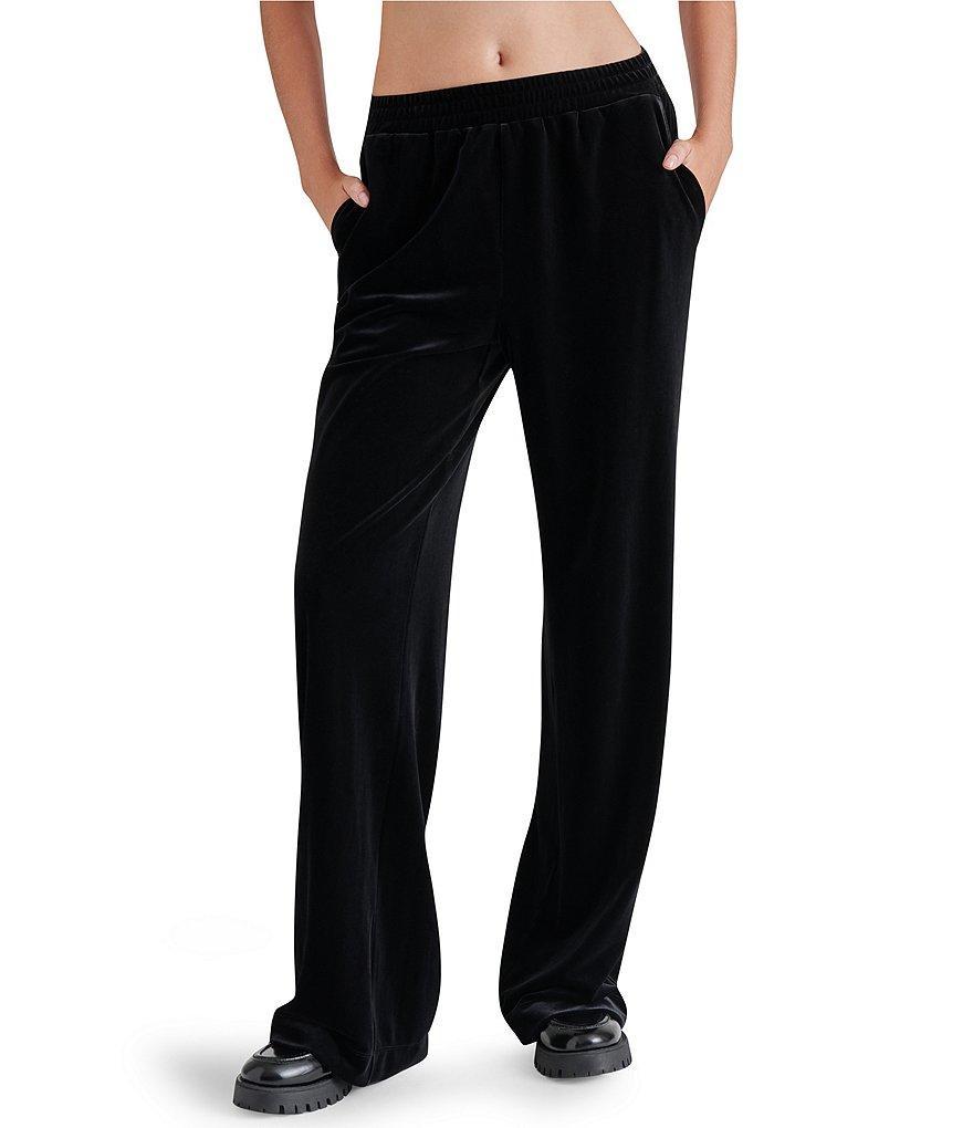 Steve Madden Gilda Stretch Velvet Straight Wide Leg Pull-On Pants Product Image