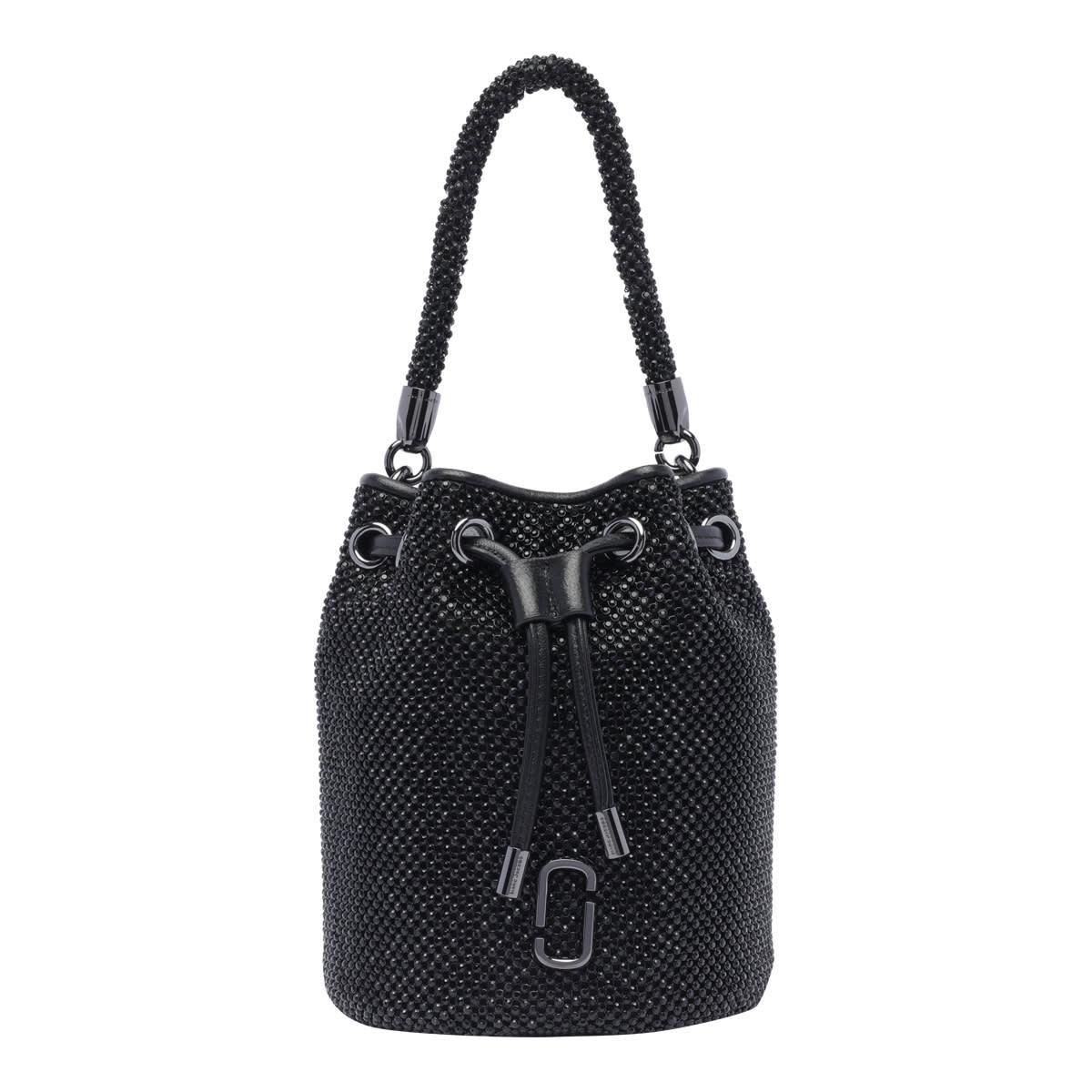 MARC JACOBS The Rhinestone Drawstring Mini Bucket Bag In Black Product Image