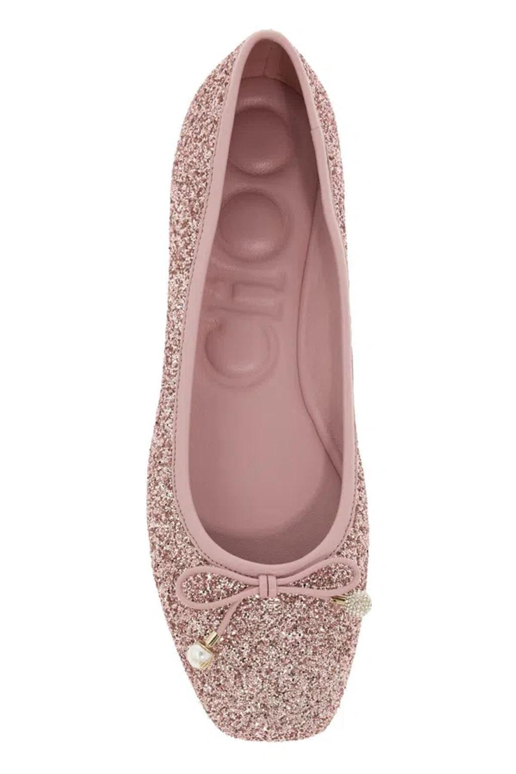 JIMMY CHOO Elme Bow Detailed Ballet Flats In Pink Product Image