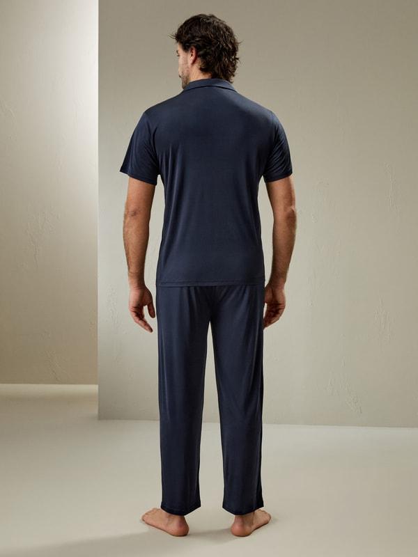 Short sleeves Men Silk Knit Pajama set Product Image