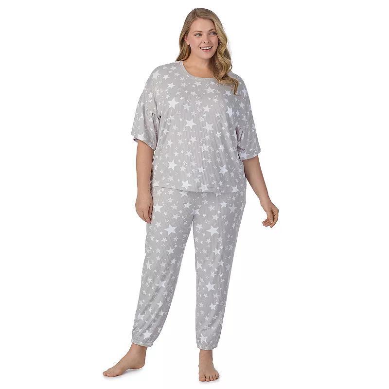 Plus Size Cuddl Duds Pajama Cozy Bell Sleeve Top & Pajama Jogger Pants Set, Womens Product Image