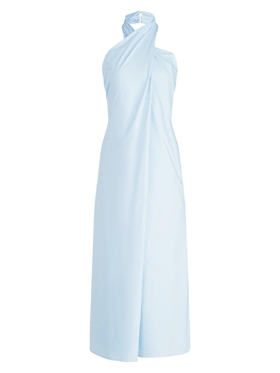 Womens Zoie Cotton Crossover Halter-Neck Midi-Dress Product Image