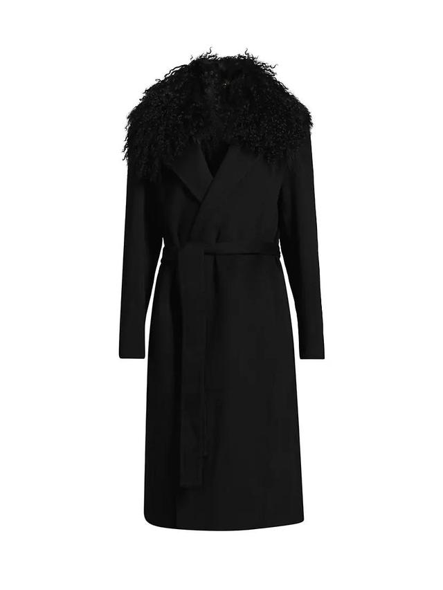 Shirley Shearling Collar Wool Coat Product Image