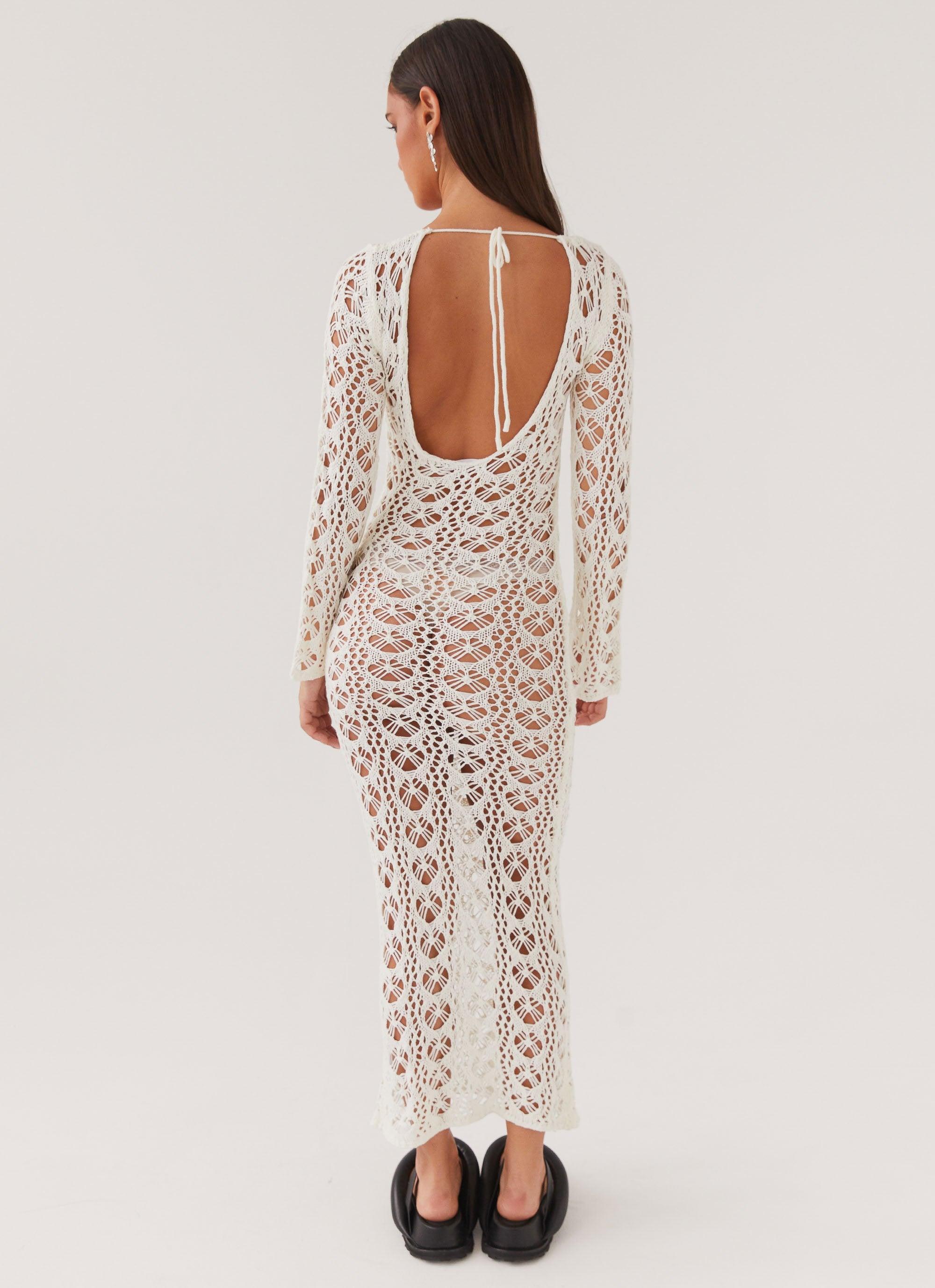 Beach To Bar Crochet Maxi Dress - Cream Product Image