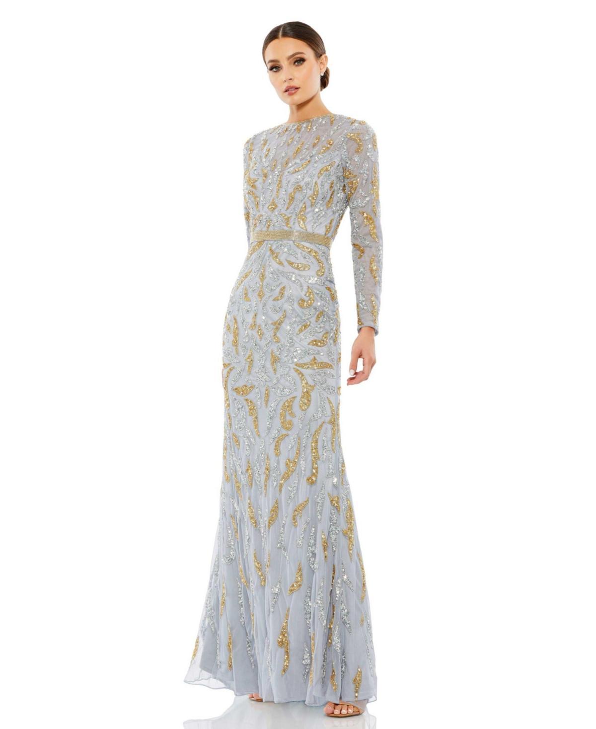 Womens Illusion Sequin Gown Product Image