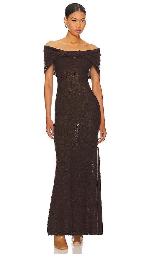 LPA Caley Maxi Dress in Chocolate. Size S, XL. product image