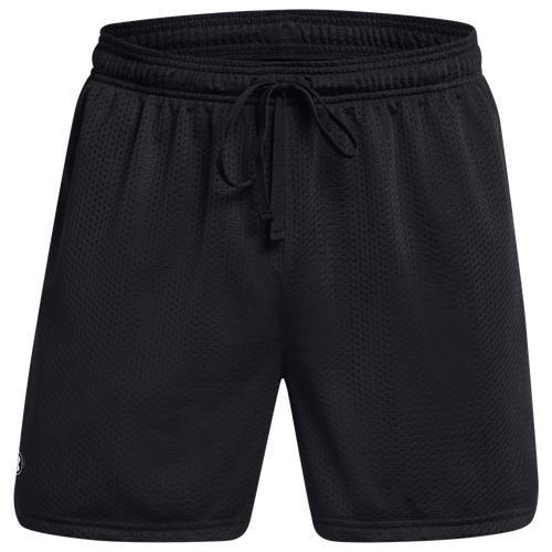 Under Armour Mens Under Armour Essential Mesh Shorts - Mens White/Black Product Image