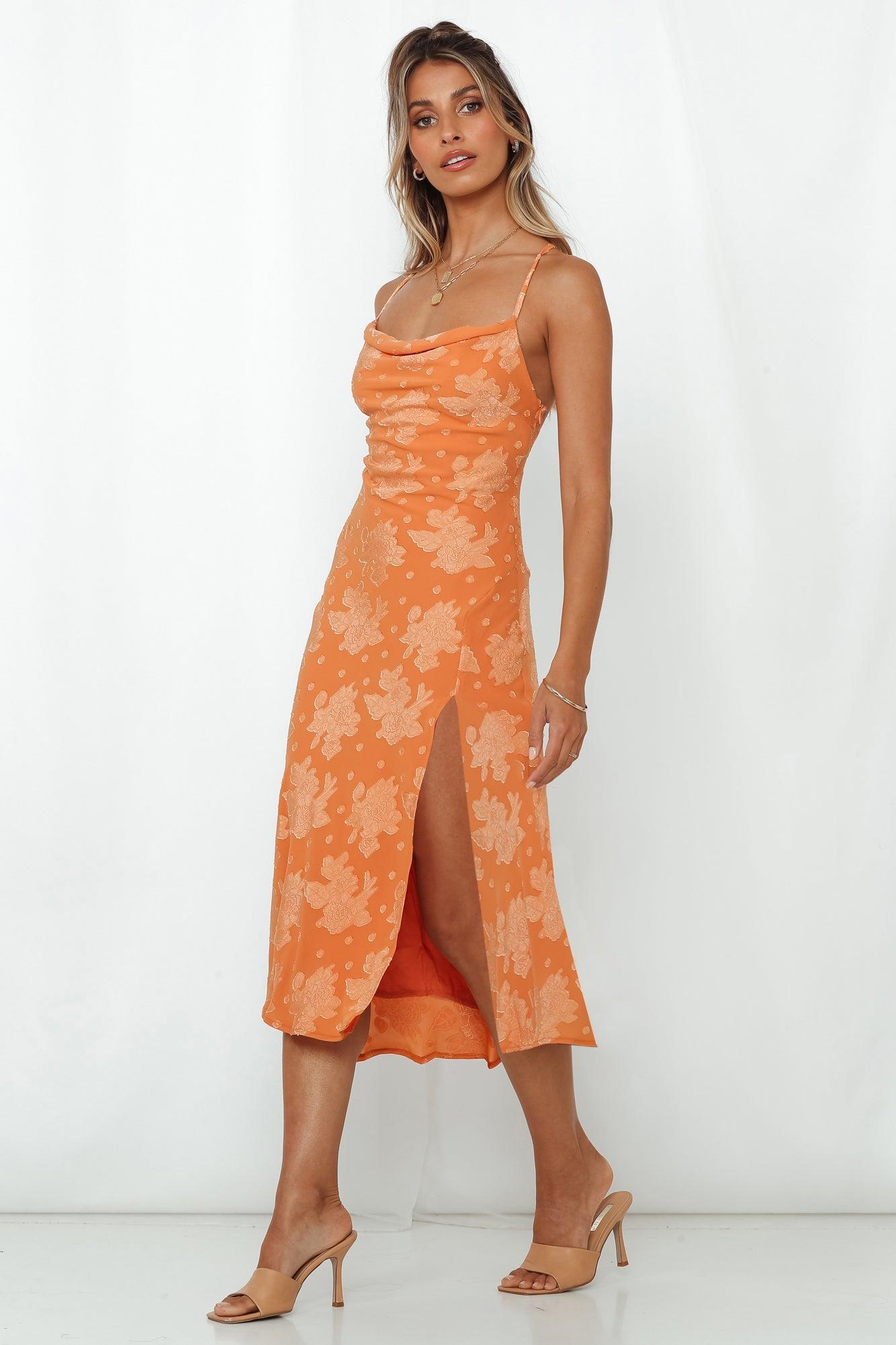 Drinks On Me Midi Dress Orange Product Image