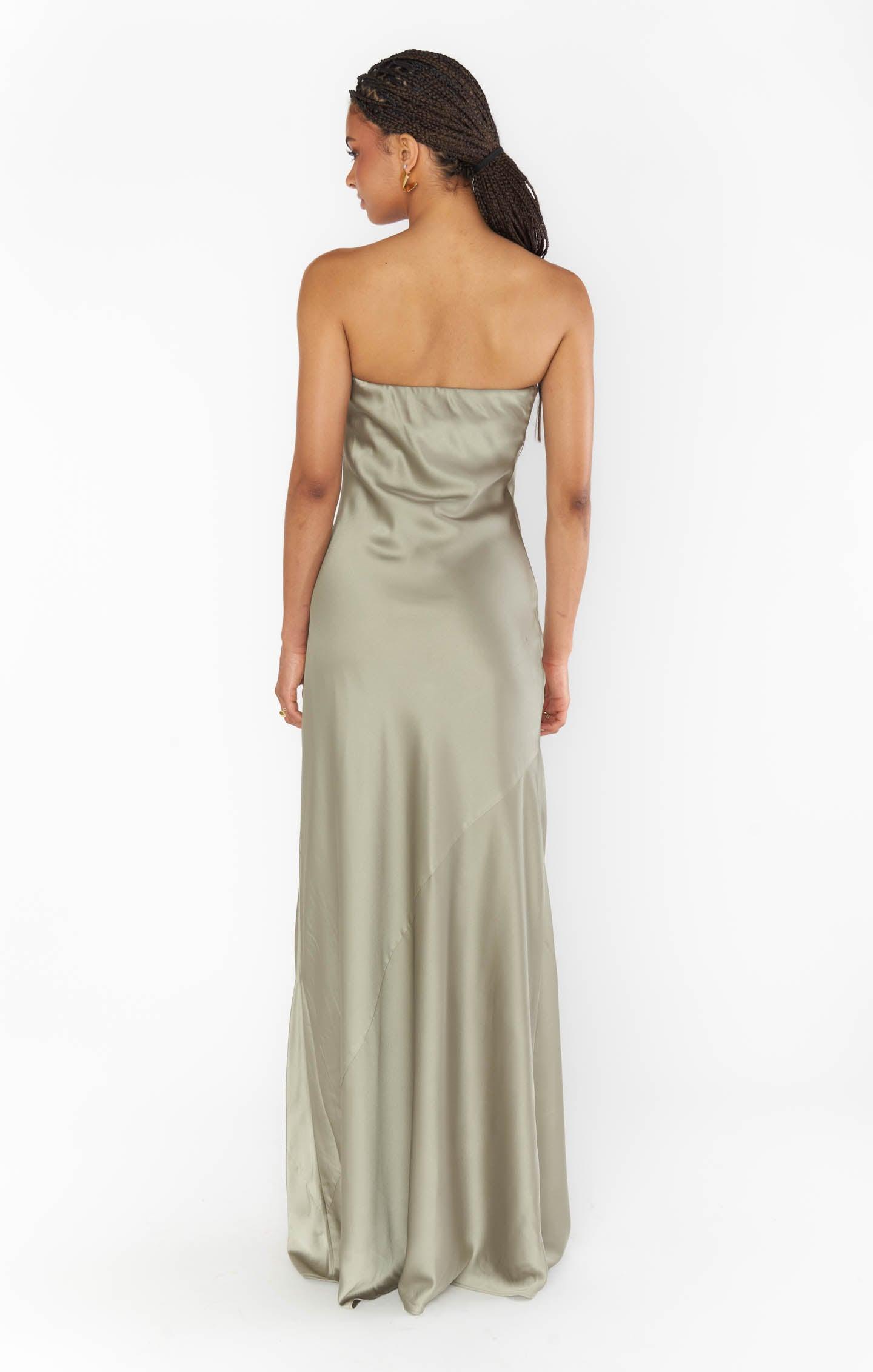 Taylor Tube Maxi Dress ~ Moss Green Luxe Satin Product Image