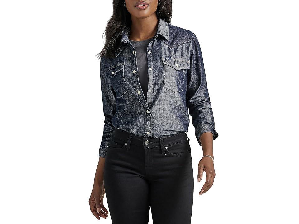 Lee Legendary Long Sleeve Denim All Purpose Shirt (Obsidian Night) Women's Clothing Product Image