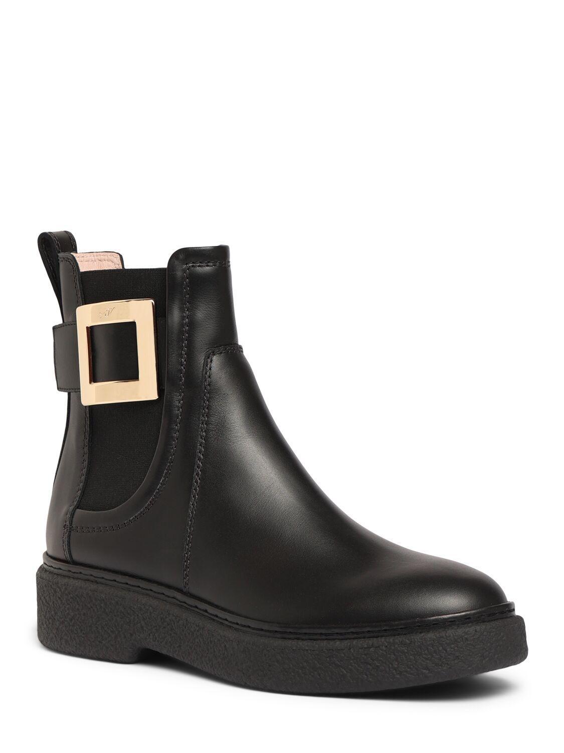 ROGER VIVIER 25mm Viv Rangers Leather Ankle Boots In Black Product Image