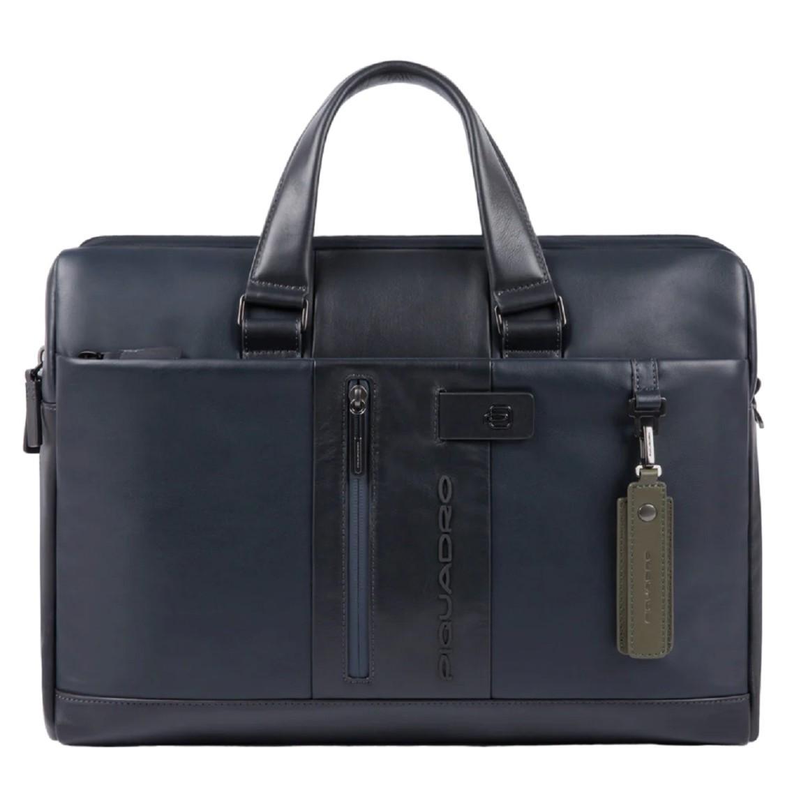 PIQUADRO Soft Leather Briefcase In Blue Product Image