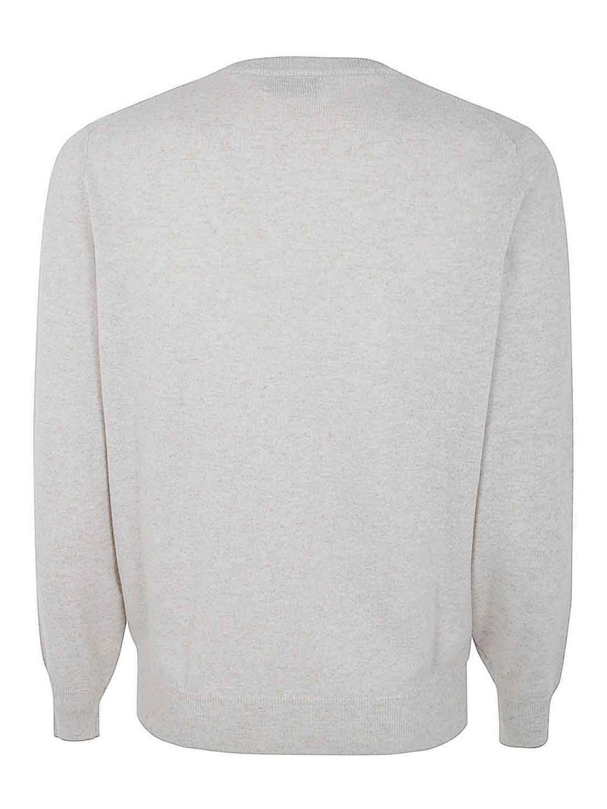 BRUNELLO CUCINELLI Long Sleeves Crew Neck Sweater In White Product Image