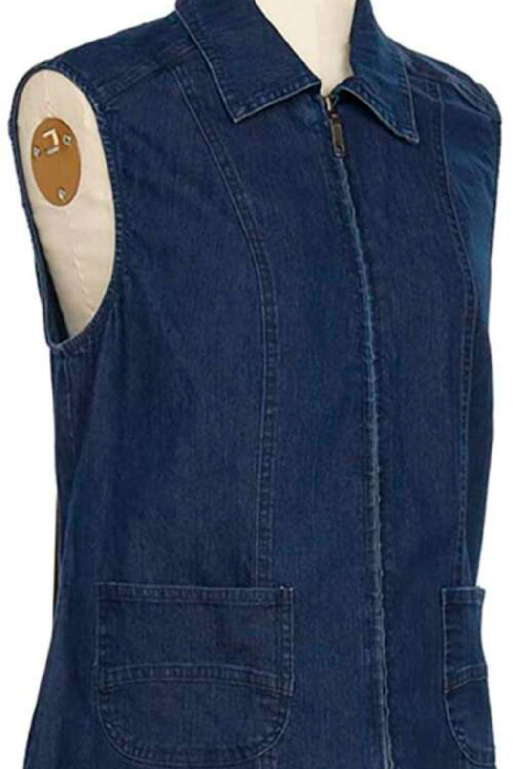 Collared zip front denim vest Female Product Image