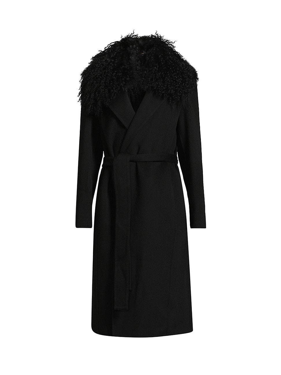 Womens Shirley Shearling Collar Wool Coat Product Image