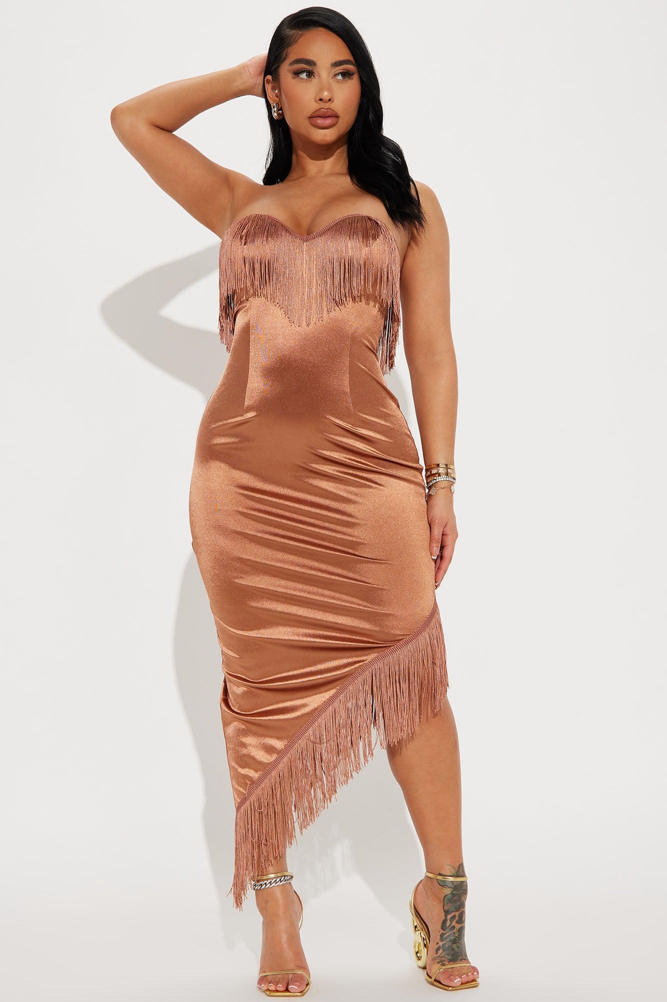 Carolina Fringe Maxi Dress - Mocha Product Image