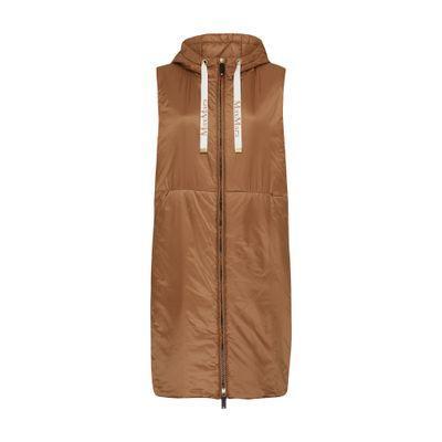 Greengil Long Sleeveless Jacket With Hood - The Cube In Brown Product Image