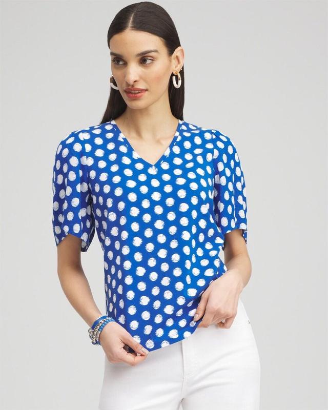 Women's Dots Gauze Flutter Sleeve Top Product Image