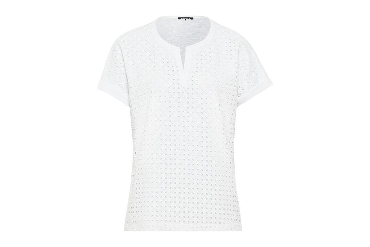 Olsen Womens 100% Cotton Short Sleeve Eyelet T-Shirt Product Image