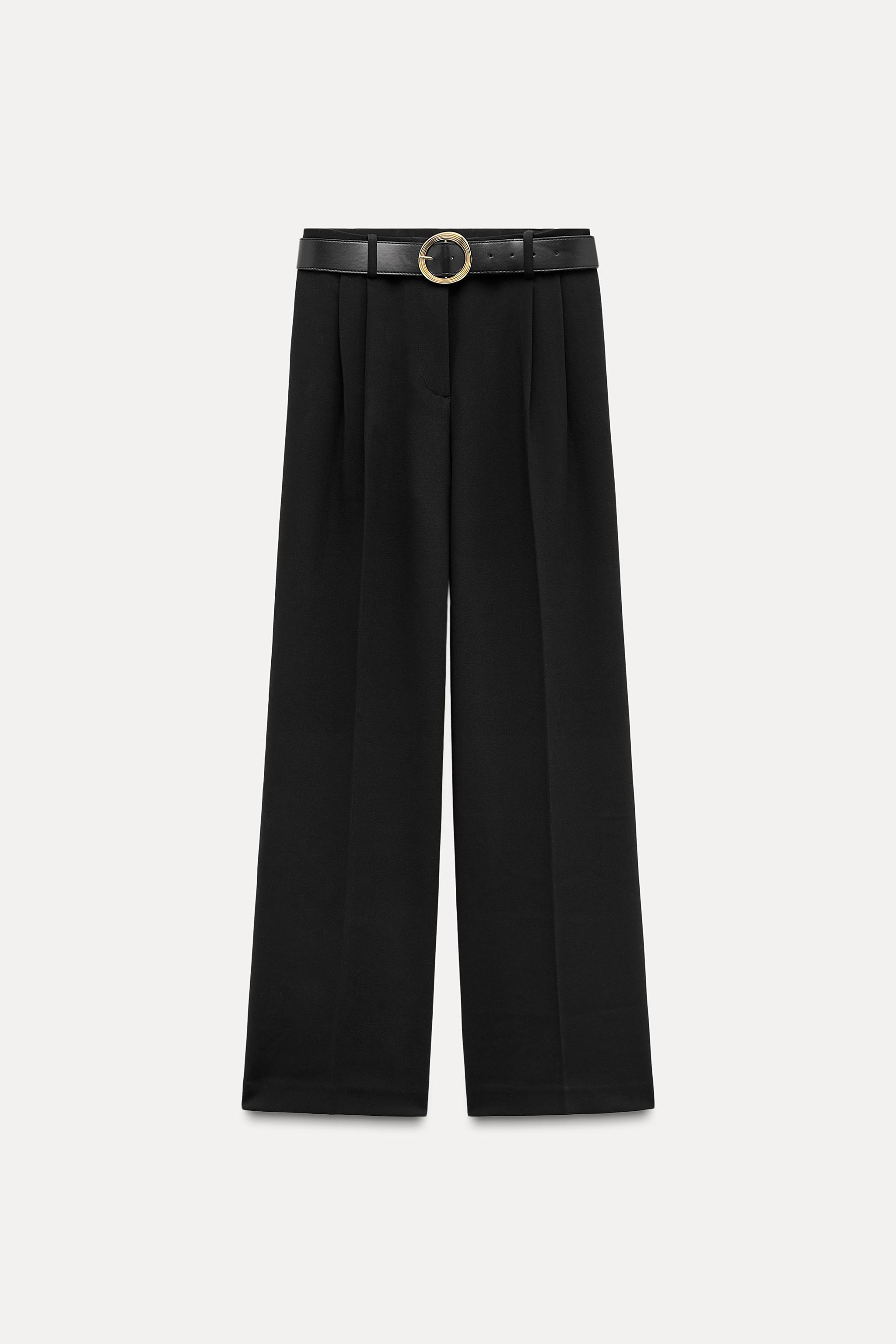 WIDE LEG PLEATED BELTED PANTS product image