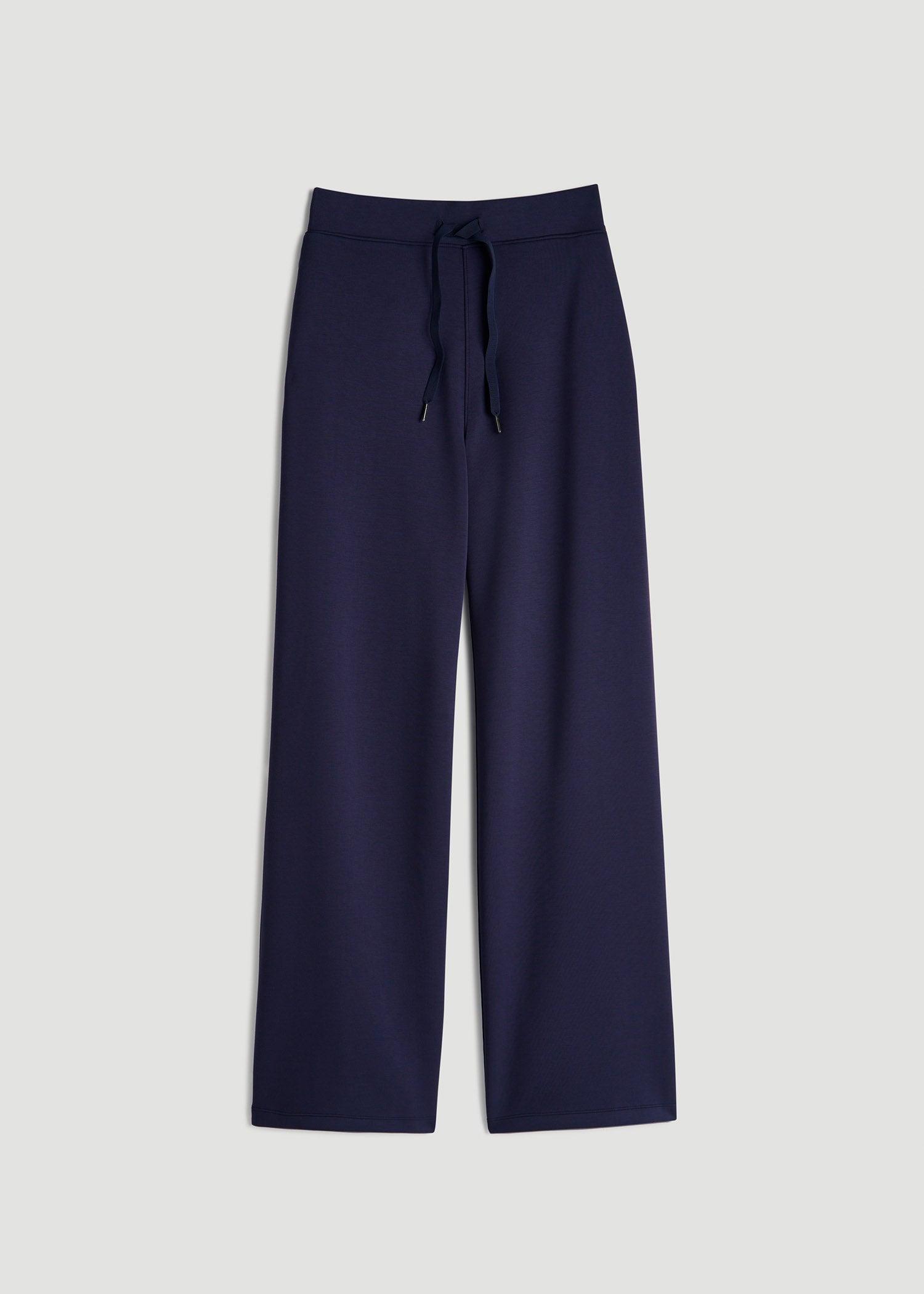 Pull-On Tie Waist Wide Leg Pants for Tall Women in Navy Product Image