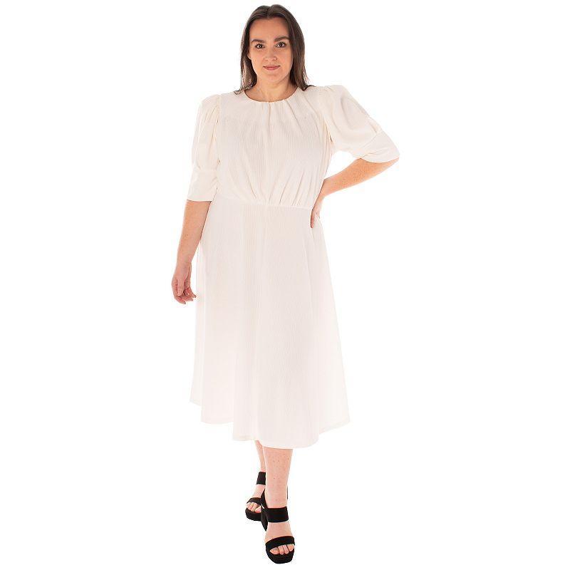 Plus Size Bleecker 126 Textured Knit Fit & Flare Midi Dress, Womens Product Image