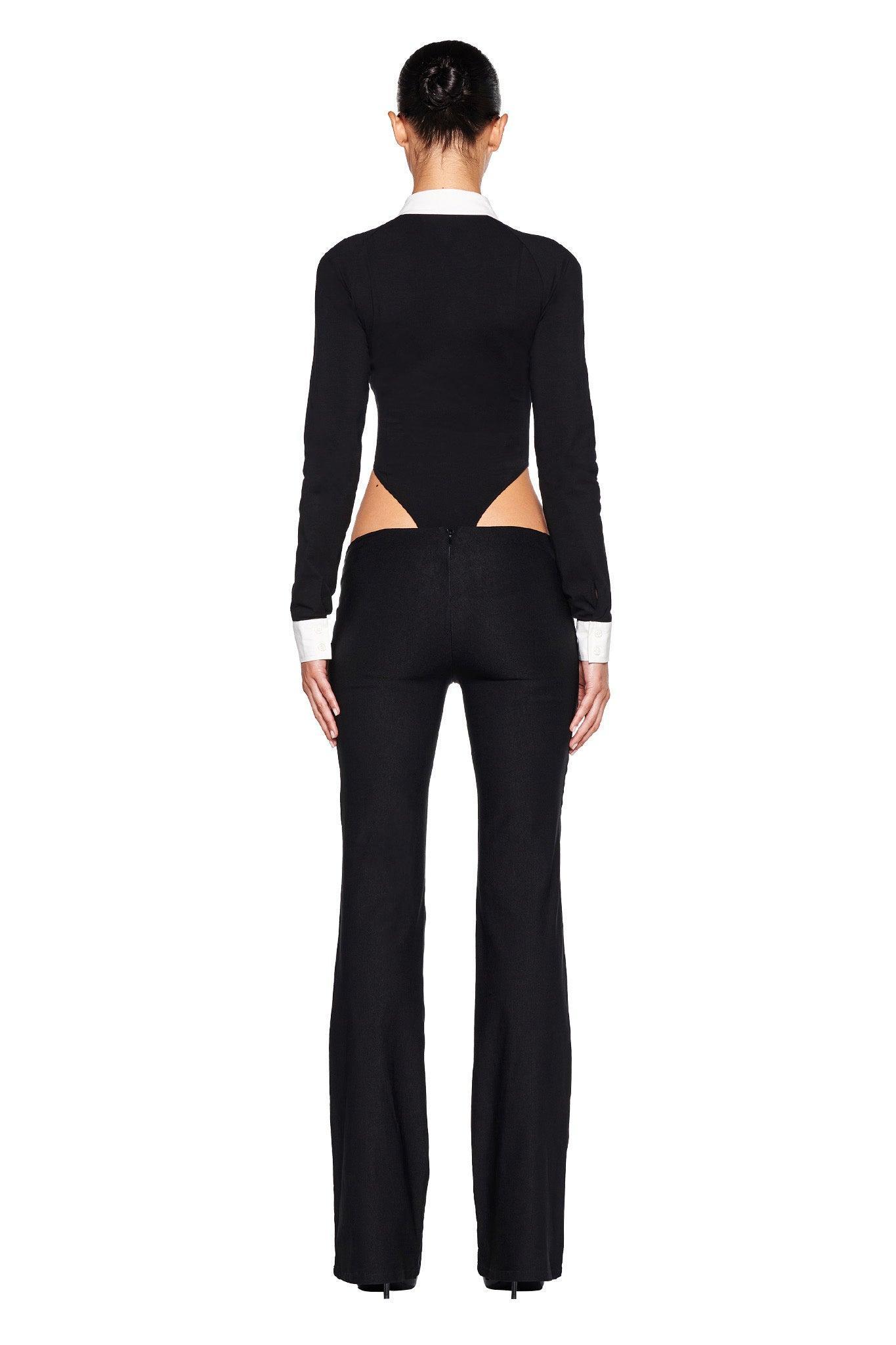 TARA TUXEDO BODYSUIT - BLACK Product Image