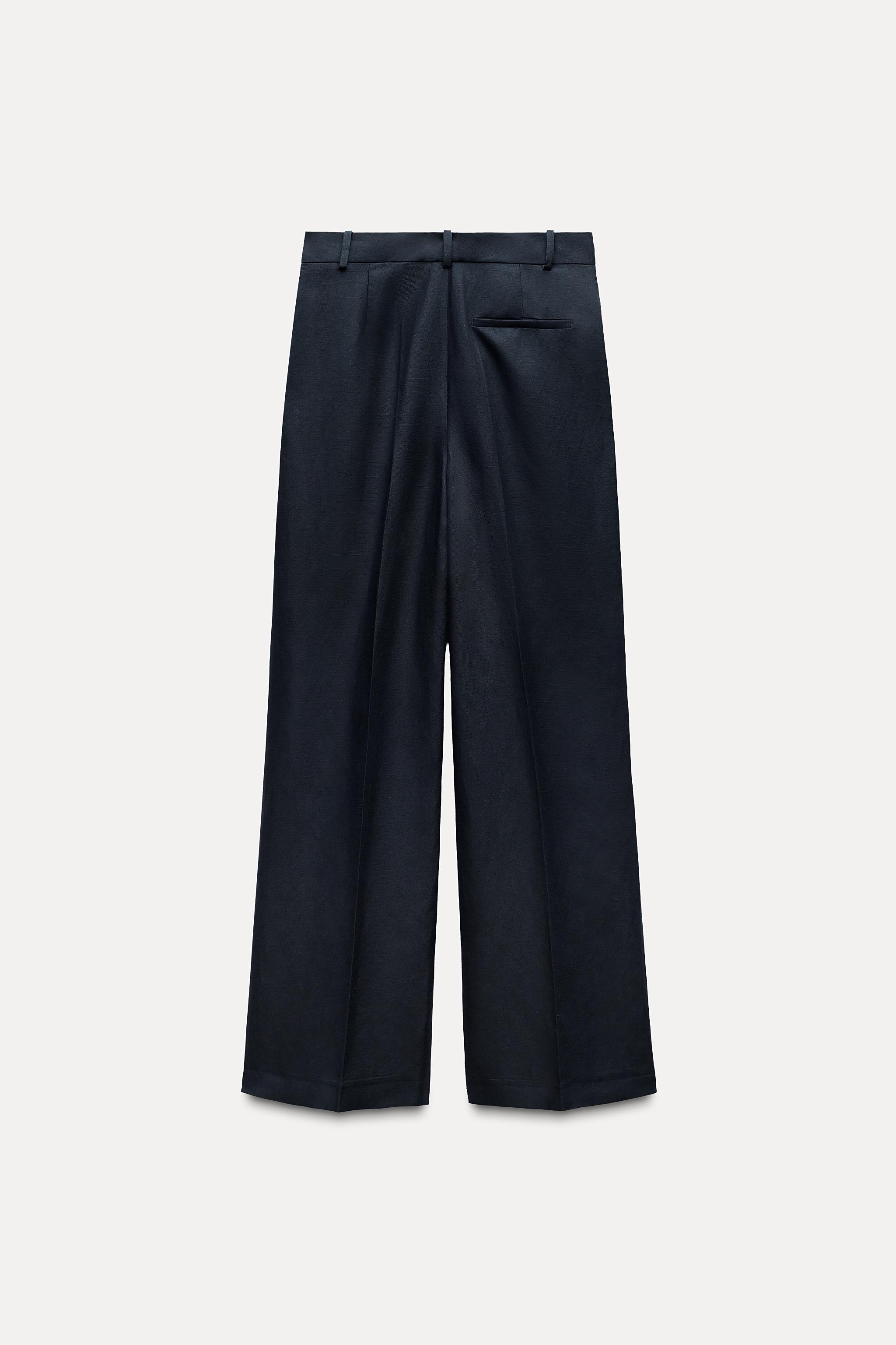 LINEN BLEND WIDE LEG PANTS Product Image