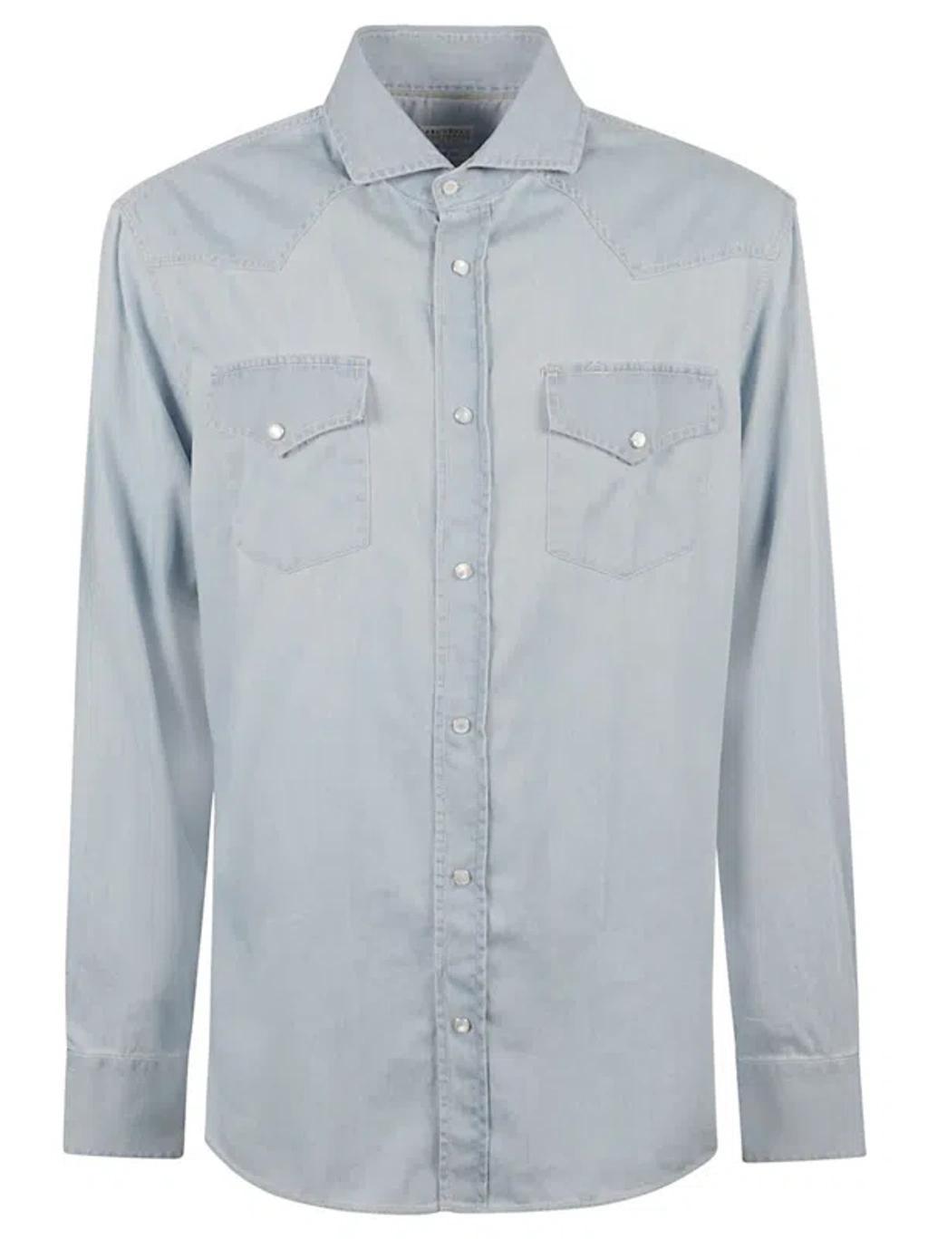 BRUNELLO CUCINELLI Button-up Denim Shirt In Blue Product Image