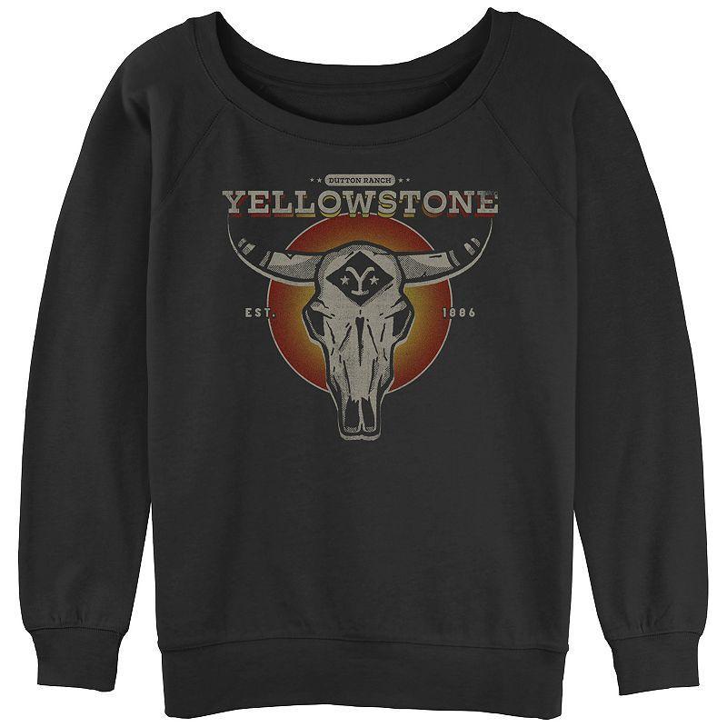 Juniors Yellowstone Dark Skull Logo Slouchy Terry Pullover, Girls Product Image