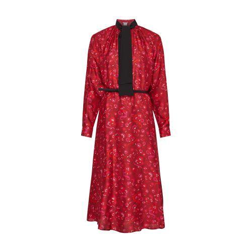 Goccia Printed Midi Silk Dress In Rosso Product Image